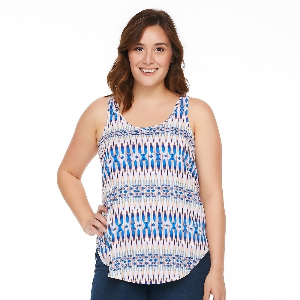 Fifteen twenty Boho Patterned Sleeveless Tank Top - Blue and Pink Size XS